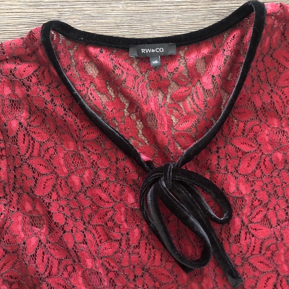 Women’s RW&CO Fit Flare lace dress maroon Large - Picture 5 of 12